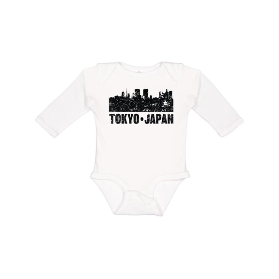Inktastic Tokyo Japan City Skyline with Grunge Boys or Girls Long Sleeve Baby Bodysuit