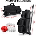 thumbnail image 5 of WOLT Bowling Ball Bags 3ball Double Roller Bag with Wheels Separate Shoe Compartment and Accessory Pocket, Retractable Handle Extends to 38’’ Black, 5 of 7