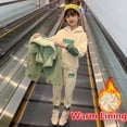 thumbnail image 3 of Chaleco cálido de invierno para niñas pequeñas, abrigo, sudaderas con capucha y pantalones, 3 piezas, traje deportivo de forro polar grueso para niños, ropa para adolescentes, chándales, 2023, 3 of 5