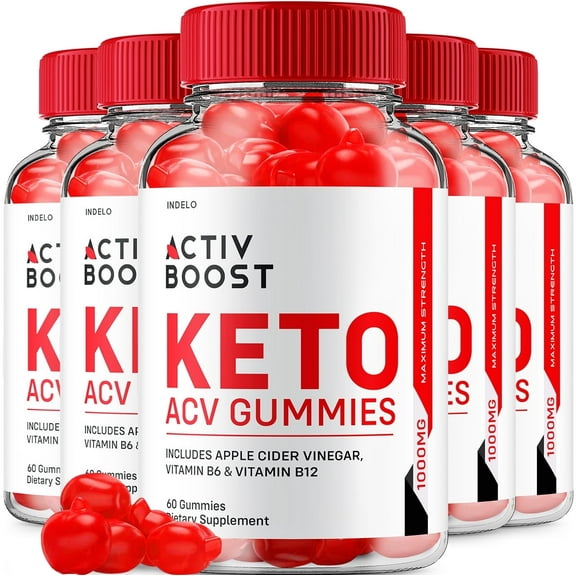(5 Pack) Activ Boost Keto ACV Gummies, Activ Boost Keto Gummies 1000MG, Active Boost Apple Cider Vinegar Vitamin B12 Supplement (300 Gummies)