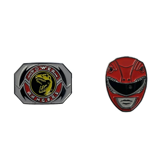Power Rangers Red Ranger Mask and Emblem 2 Pack Enamel Pin set