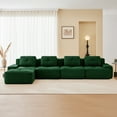 thumbnail image 3 of Modern L-Shaped Modular Sectional Sofa with Ottoman, Corduroy Fabric 4-Seater Couch for Living Room, Deep Seat Tufted Design, No Assembly Required, Anti-Slip Base, Green, 3 of 9