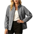 thumbnail image 3 of Zynoxe Women's Solid Color Windbreaker Jackets Lightweight Waterproof Rain Jackets for Women Classic Stand Collar Full Zip Outdoor Jacket Elastic Cuffs Long Sleeve Rain Coat with Zipper Pockets 2XL, 3 of 9