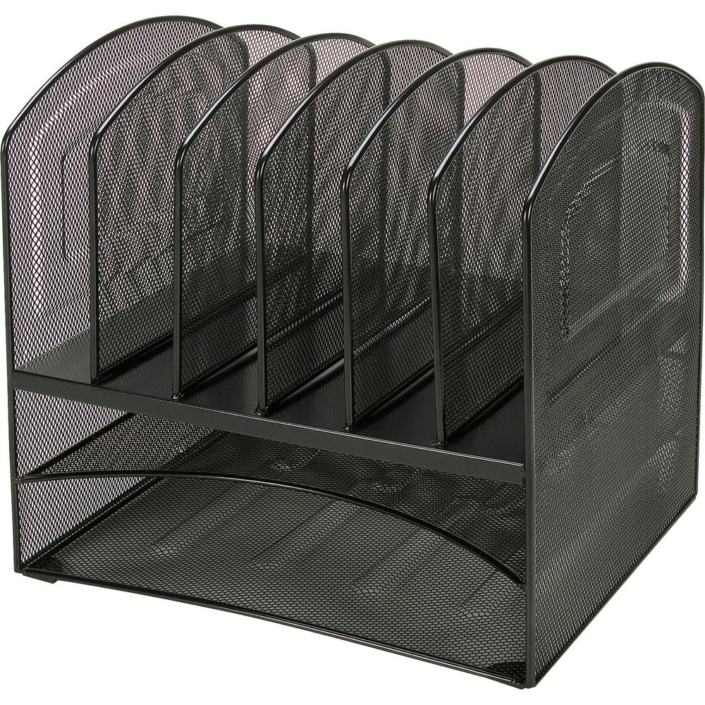 Lorell Steel Horiz/Vertical Mesh Desk Organizer, Black, 1 Each