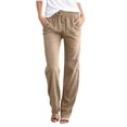 thumbnail image 1 of Women Pants Casual Yoga Straight Leg Comfy Drawstring Lounge Running Long Active Sweat Plus Size Cargo Trousers, 1 of 2
