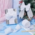 thumbnail image 4 of 2.36 inch Glitter Wired Ribbon 10.9 Yards White Diamond Ribbon Sequins Lace Mesh Trim for Wreaths Garland Gift Wrapping Large Bows Making Crafts Christmas Tree Home Décor White, 4 of 5
