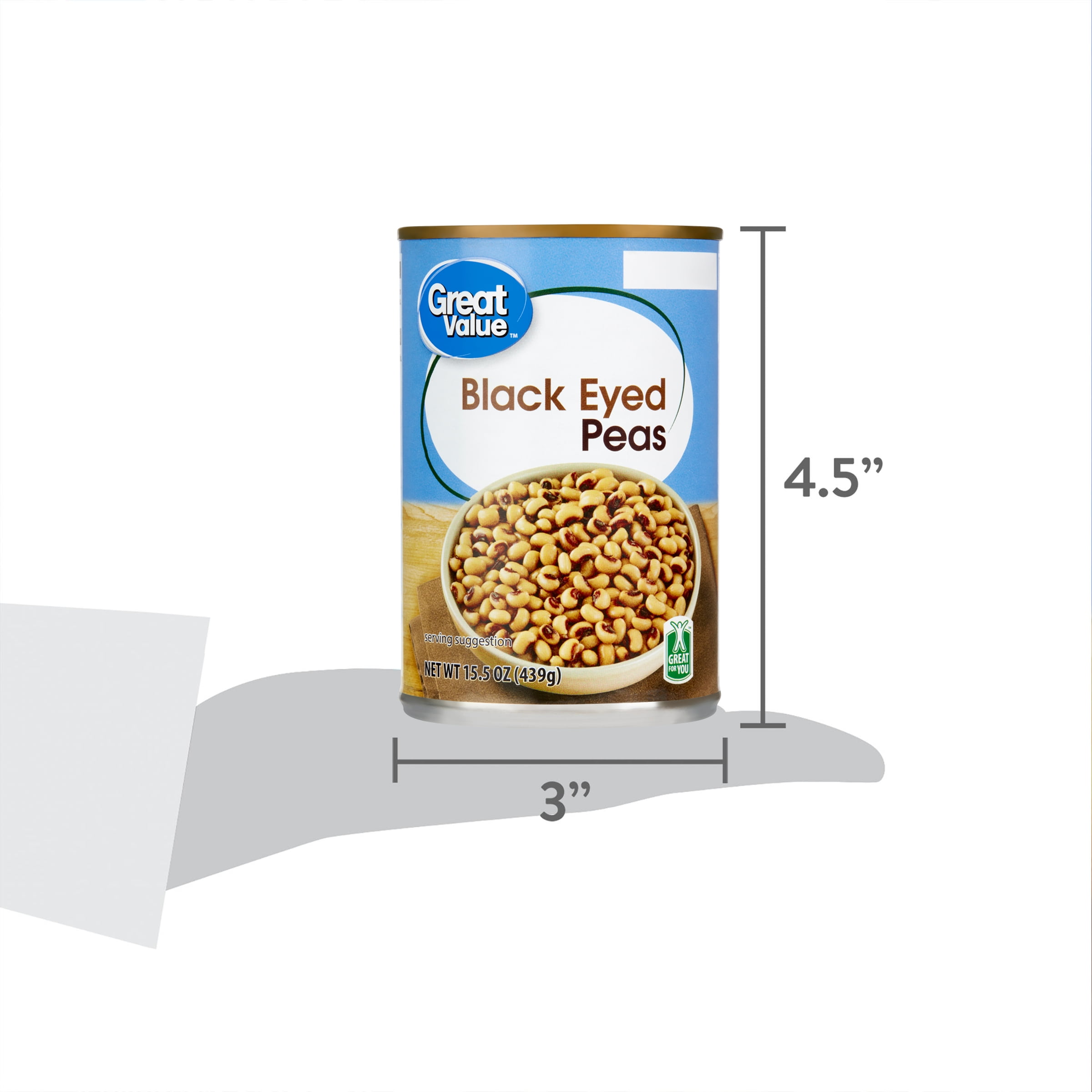 Great Value Canned Black Eyed Peas, 15.5 oz Can