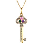 Keepsake Personalized Family Jewelry Family Key Pendant with Birthstones available in Sterling Silver, Gold over Silver, Yellow and White Gold