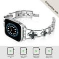 thumbnail image 7 of Compatible with Apple Watch Bands 38mm 40mm 41mm for Women Girls, Stylish Clover Jewelry Diamond Rhinestone Metal Wristband Strap for iWatch Ultra SE Series 9 8/7/6/5/4/3/2/1, Silver+Black, 7 of 7