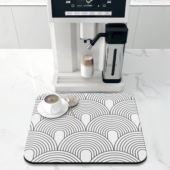 Washable Rubber Boho Floral Retro Dish Drying Mats for Kitchen Counter Home Large Coffee Bar Pad Accessories and Decor for Utensils Stemware 16''x18''