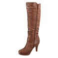 thumbnail image 3 of Bottes Mode Décontractées pour Femmes à Talons, Hauteur Genou, Plateforme, Fermeture Éclair Latérale, Boucle ( Tan, 6.5), 3 of 5