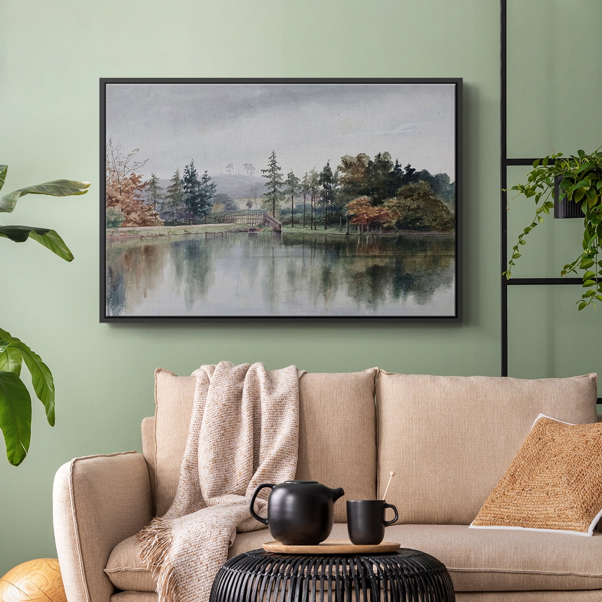 Vintage Landscape-XXI By Wexford Home Framed in Black Wood Gallery Wrapped Canvas 25 in. x 37 in.