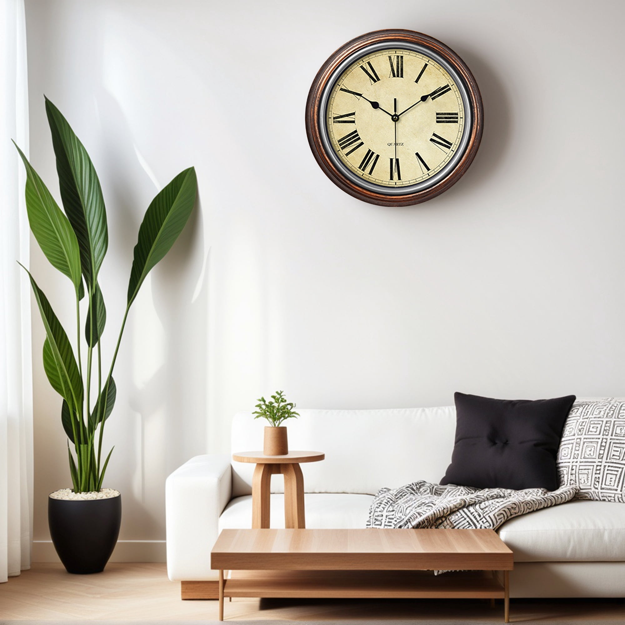 Unique Bargains Silent Non Ticking Battery Operated Wall Clock Brown