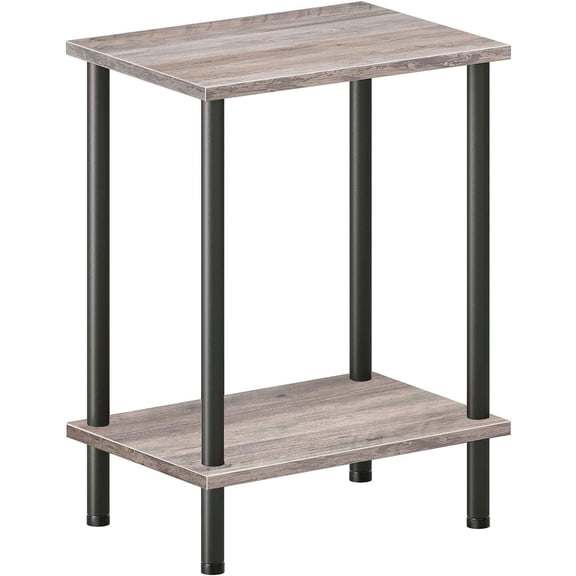 HOOBRO End Table 3-Tier Nightstand Living Room Entryway Farmhouse Industrial Style Gray