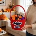 thumbnail image 6 of BSJJY Red Halloween Candy Basket 7.9x5.5 Inch, Reversible Fabric Treat Bucket with Handle, Cute Print Prank or Treat Bag, 6 of 6