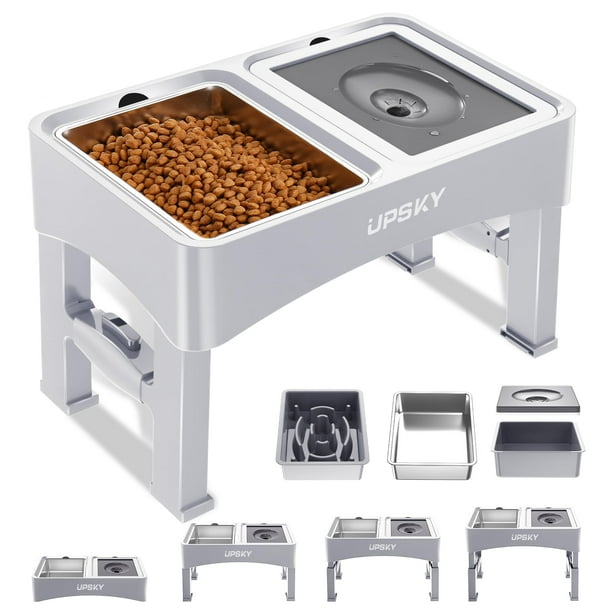 Cuencos elevados para perros UPSKY 3 en 1 ajustables de acero inoxidable