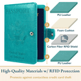thumbnail image 5 of ComfiTime Passport Holder – RFID Blocking Passport Wallet for Cash, Travel Wallet Passport Cover with Vaccine Card Holder for Men/Women, Waterproof PU Leather Passport Case, Turquoise, 5 of 11