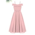 thumbnail image 4 of Linjinx Kids Flower Girl Chiffon Junior Bridesmaid Dresses Off Shoulder Wedding Party Dress Pageant Pink 10, 4 of 6