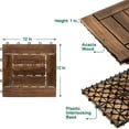 thumbnail image 3 of 10 Pack Acacia Wood Assembled Flooring 12x12 Inch Interlocking Patio Deck Tiles with Grass Accents, 3 of 5