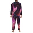 thumbnail image 7 of Salouo Neon Futuristic Dragon Print Button-Front Long Sleeve Pajama Set for Men, Soft 2Pjs Men's Long Sleeve Sleepwear -Medium, 7 of 7