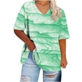 thumbnail image 3 of Hvyesh Womens Plus Size Tops Dressy Tie Dye Short Sleeve Shirts V Neck Tunic Blouses Going Out Blouses, 3 of 5