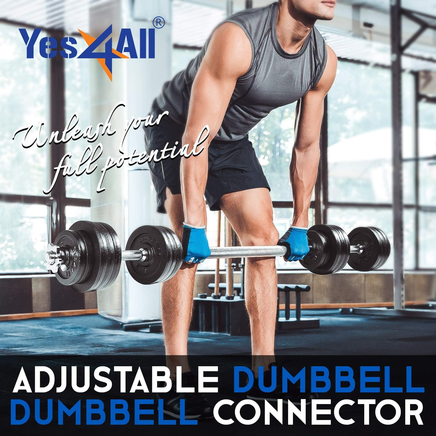 100lb Combined Yes4ALL Adjustable Dumbbell Weights Set with Dumbbell Connector 