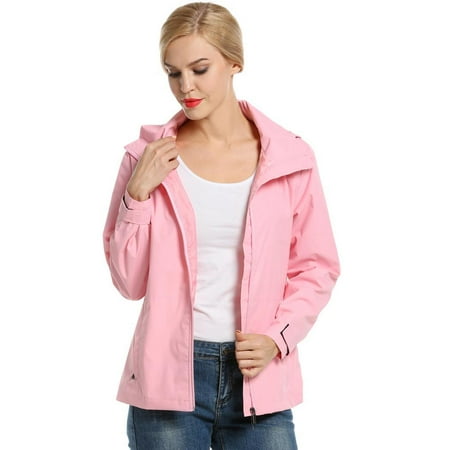 Ladies Hooded Sport Jacket - Women Hooded Zip-Up Solid Jacket Outdoor Cycling Running Sport Lightweight Jacket HFON