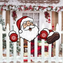 HongHeng Christmas Santa Claus Fence Peeker Yard Garden Sign, Xmas Ornaments Outdoor Patio Peeking Decor, Snowflakes Holiday Indoor Tree Decoration