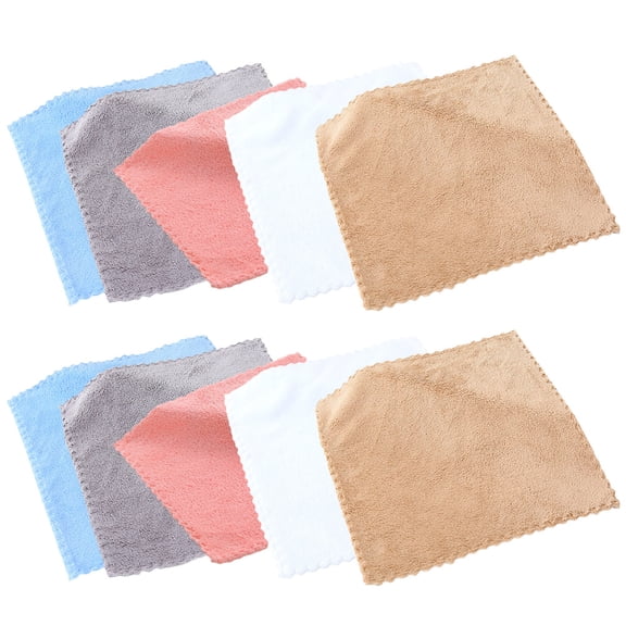 YUYUETIME 10-Pack Coral Fleece Kitchen Rags for Dishes, Highly Absorbent and Quick Drying Cleaning Cloths