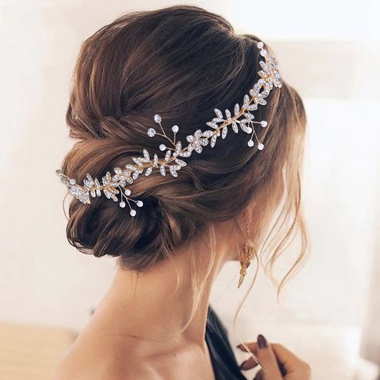 Women Retro Rhinestones Flower Leaf Headband Faux Pearl  display picture 1
