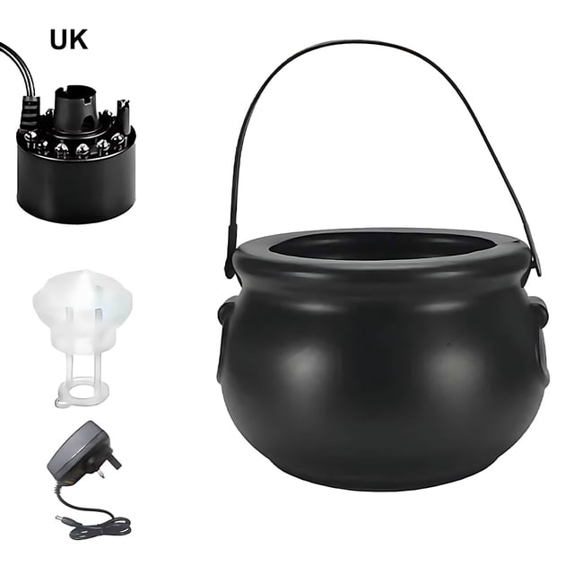 stanreset Halloween Witch Cauldrons Fog Maker Spooky Mist Effect Wide Application Safe To Festive Decorations black UK Plug 1Set