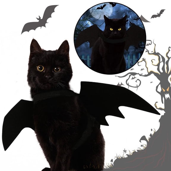 NOVELAR Wool Felt Bat Wings for Pets, Hollow Design for Leash Attachment, Cute Halloween Costume for Cats and Small Dogs