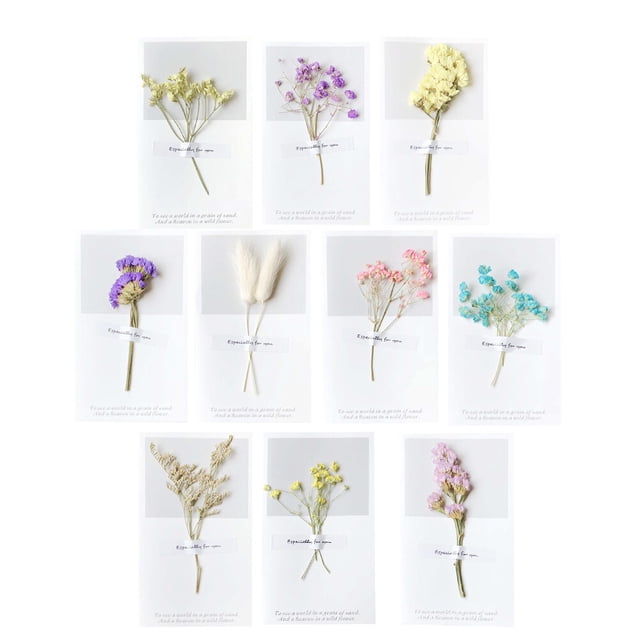 KAKOWELY 12 tarjetas de felicitación con flores secas para el Día del Maestro o San Valentín (estilo aleatorio)
