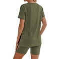 thumbnail image 2 of Weardear Maternity Outfits Set 2 Piece Matching Sets Ribbed Knit Side Split Short Sleeve Shirts and Biker Shorts Pregnancy Loungewear, 2 of 6