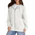 thumbnail image 2 of Inglocry Zip Up Hoodie Women Y2k Oversized Sweatshirt Casual Long Sleeve Jacket Lightweight Fall Winter Fashion Hoodies Clothes with Pockets White M, 2 of 5
