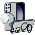thumbnail image 5 of For Samsung Galaxy S24+ /S24 Plus Magnetic Metal Chrome Matte Built-in Compatible with MagSafe Stand Hybrid Shock Armor TPU Cover ,Xpm Phone Case [ Navy Blue ], 5 of 7