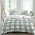 thumbnail image 2 of Green Farmhouse Bedding 3 Piece Duvet Cover Set Twin Size, Buffalo Plaid Check Lattice White Grid Soft Microfiber Comforter Cover with Zipper Closure & Pillowcases, FadeResistant Quilt Cover, 2 of 9