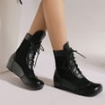 thumbnail image 5 of Bnwani Women Boots Ankle New Winter Fashion Toe Flat Versatile Casual Boot Black Size 5.5, 5 of 7