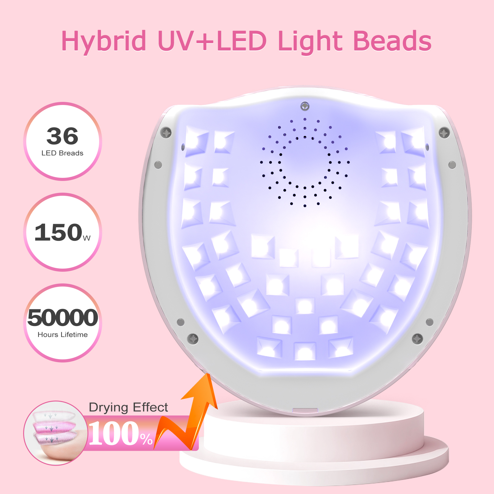 NAILGIRLS 150W UV LED Nail Lamp Pink photo 2