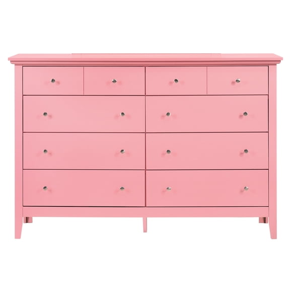 Contemporary Home Living 10-Drawer Wooden Double Dresser - 58" - Pink