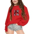 thumbnail image 1 of GDREDA Sweat à Capuche pour Filles Automne et Hiver Imprimé Lettre Col Rond Manches Longues (Rouge, 3-4 Ans), 1 of 6