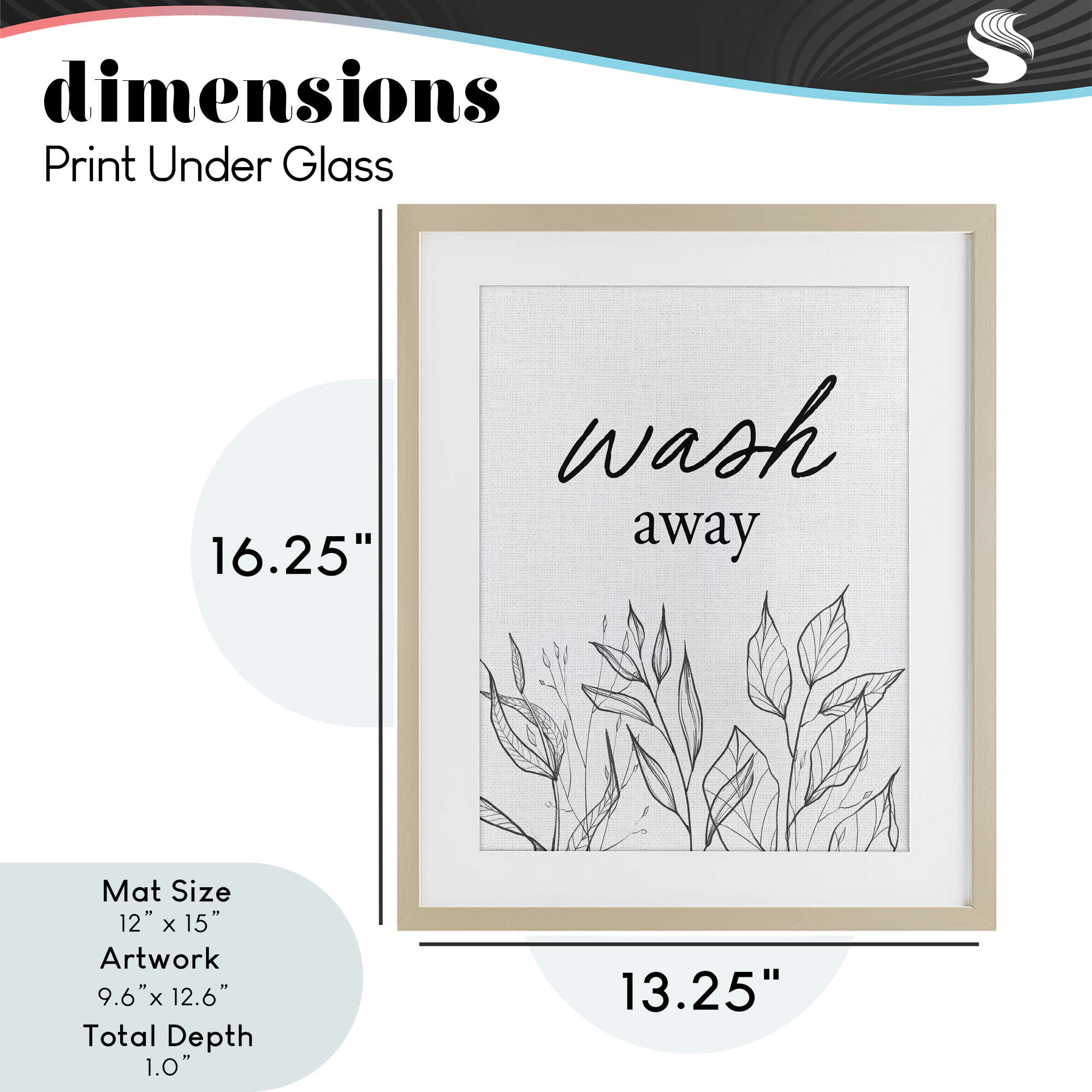 Minimalist Leaves Wash Away Birch Framed Print Under Glass, design by Lettered and Lined