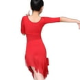 thumbnail image 2 of YM YOUMU Girls Latin Dance Dress Irregular Tassel Dancewear for Ballroom Salsa Practice, 2 of 3