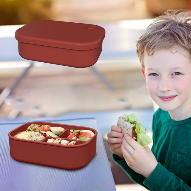 TIMIFIS Heated Lunch Food-Grade Silica Gel Lunch Box- Office Workers-Split Fresh-Keeping Box- Lunch Box-Microwave Oven Special Heating Lunch Box Meal Prep Containers Kitchen Gadgets