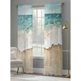 thumbnail image 4 of Abstract Beach Waves Sheer Curtains 108 Inches Long 2 Panels Retro Watercolor Blue Ocean Light Filtering Semi Sheer Window Curtains Drapes for Bedroom Living Room 52"x108", 4 of 7