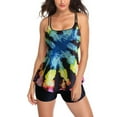 thumbnail image 3 of Birdeem Ladies Fashion Multicolor Leaf Print Back Cutout Boxer Pants Sling Womens Split Swimsuit, 3 of 3