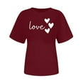 thumbnail image 2 of Craaazy Women's Love Heart Printed T-shirt Round Neck Short Sleeved Sunmmer Tops Gifts, 2 of 5