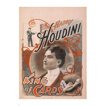 Harry Houdini King Of Cards Vintage Magic Illusion Poster1895 20x30