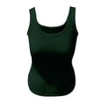 thumbnail image 5 of Women's Square Neck Seamless Sleeveless Tank Top, Cute Basic Summer Shirt with Slim Fit for Layering,Dark Green XS, 5 of 5