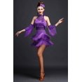 thumbnail image 3 of ZX Robe de Danse pour Femmes avec Strass, Paillettes, Franges, Robe de Fête, Salsa Latine, Danse de Salon, Ensemble de 4 Pcs, Haute Qualité, 3 of 4
